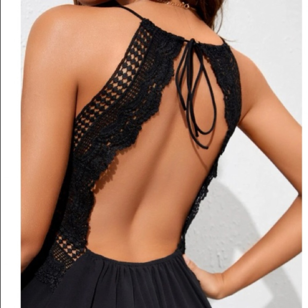 Boho lace insert tie back cami dress - Picture 4 of 16